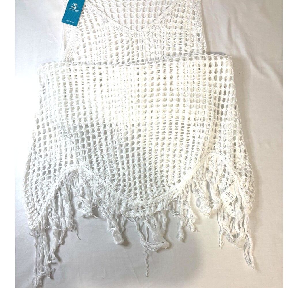 Boho Beach Crochet Cover Up Fringe Coastal Resort Swim Dress Cupshe M - Picture 5 of 8